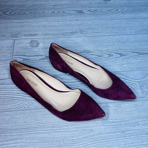 pour de victoire shoes maroon velvet suede flats with gold metal details size 9 - Picture 8 of 9
